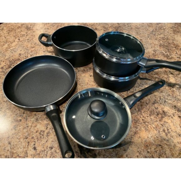 Basics Non-Stick Cookware 8-Piece Set Pots and Pans Black - Picture 2 of 3